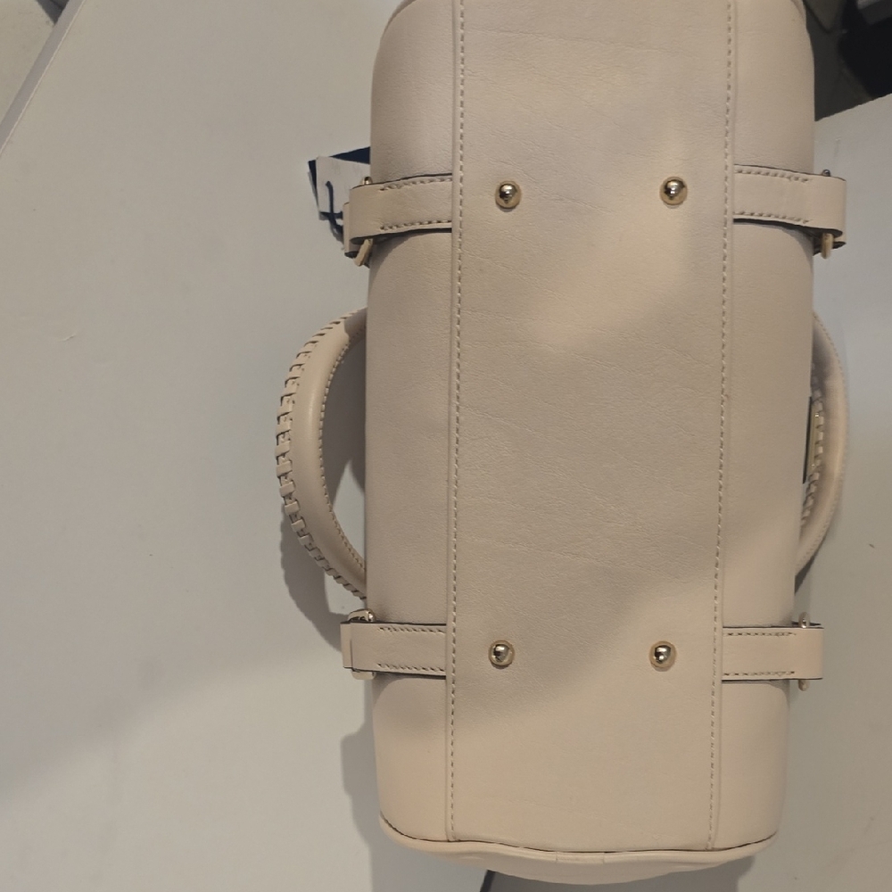 Dooney & Bourke Cream Leather Satchel with Tassel - Picture 7 of 16